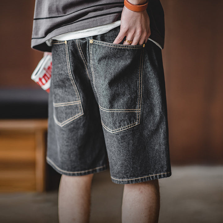 Washed Loose Denim Shorts