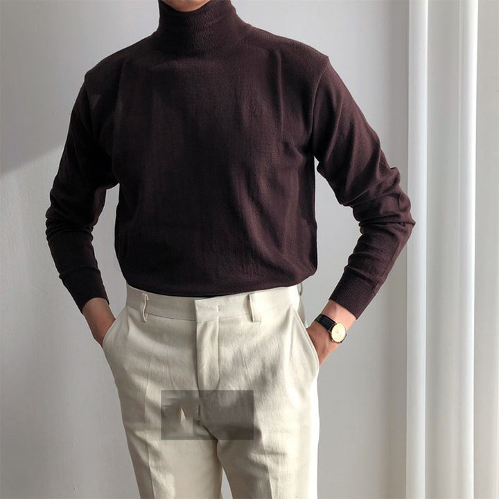 Half High Collar Round Neck Sweater