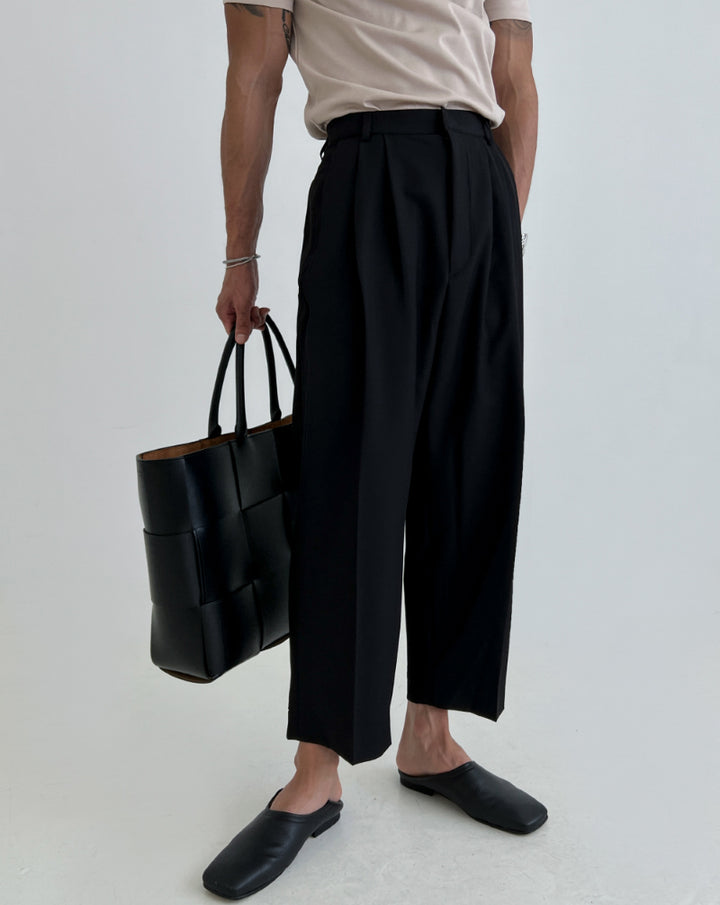 Buckle Drape Wide-Leg Pants