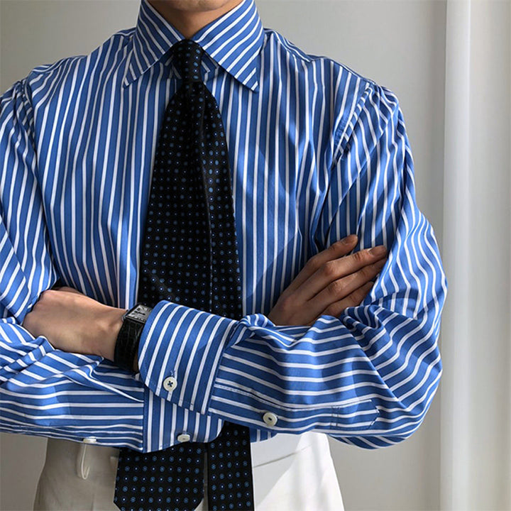 Striped Pointed Collar Shirt