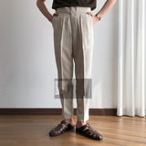 Waist Loop Guerge Trousers Saber Waist Double Pleated Linen Casual Pants