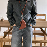 Men's Retro Crack PU Leather Zip Jacket