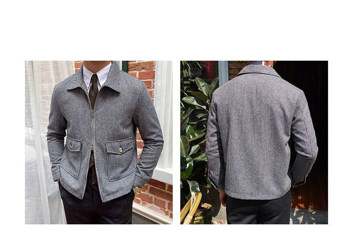 Houndstooth Wool Slim Jacket