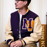 Retro Ivy Labor Union Baseball Jacket with Embroidered Letters