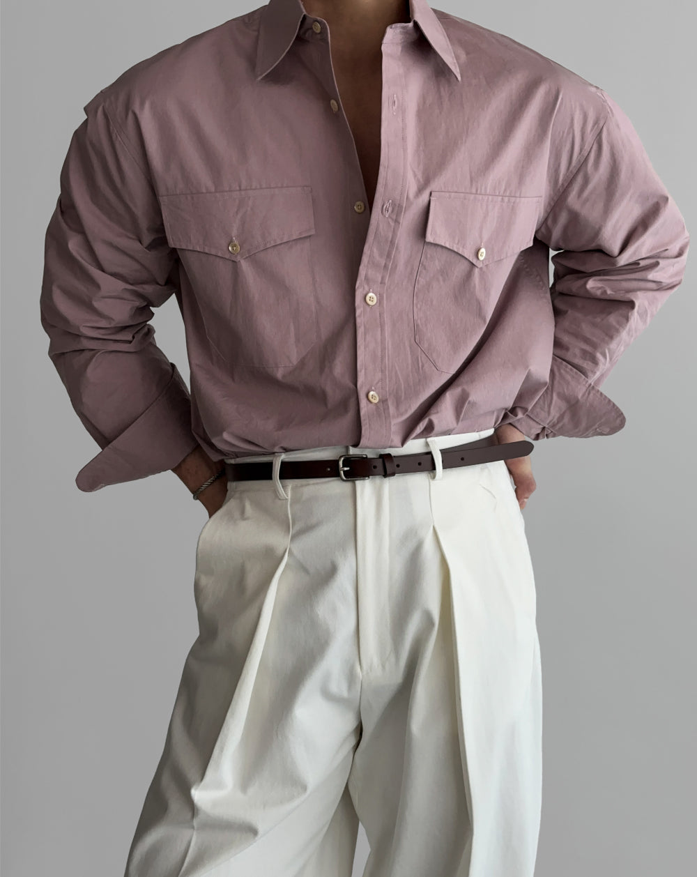 Pocketed Cotton Business Shirt