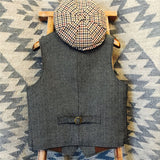 American Retro Herringbone Tweed Wool Vest