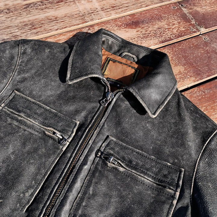 Lapel Leather Jacket