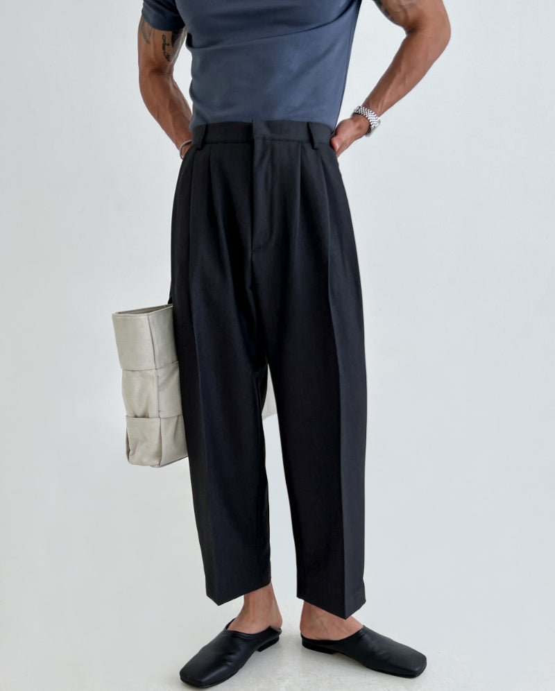 Buckle Drape Wide-Leg Pants