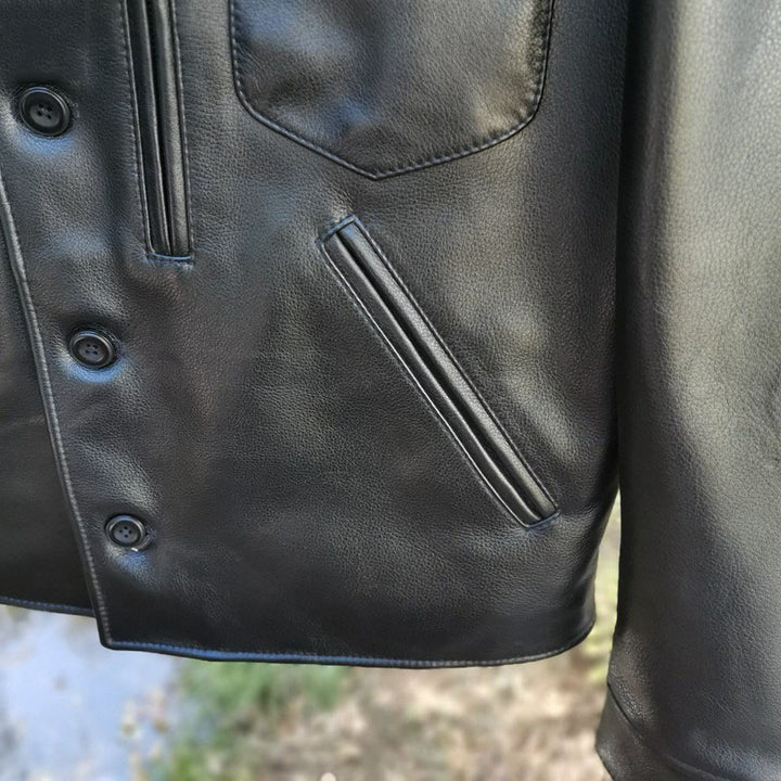 Single-Breasted Leather Jacket