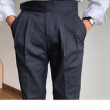 Adjustable Buckle Guerge Casual Double Pleated Trousers