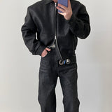 Ami Kaji Retro PU Leather Jacket Korean Style