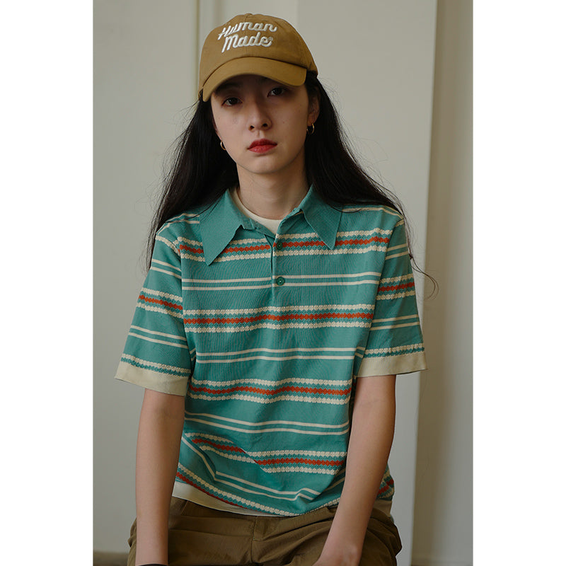 Striped Point Collar Polo