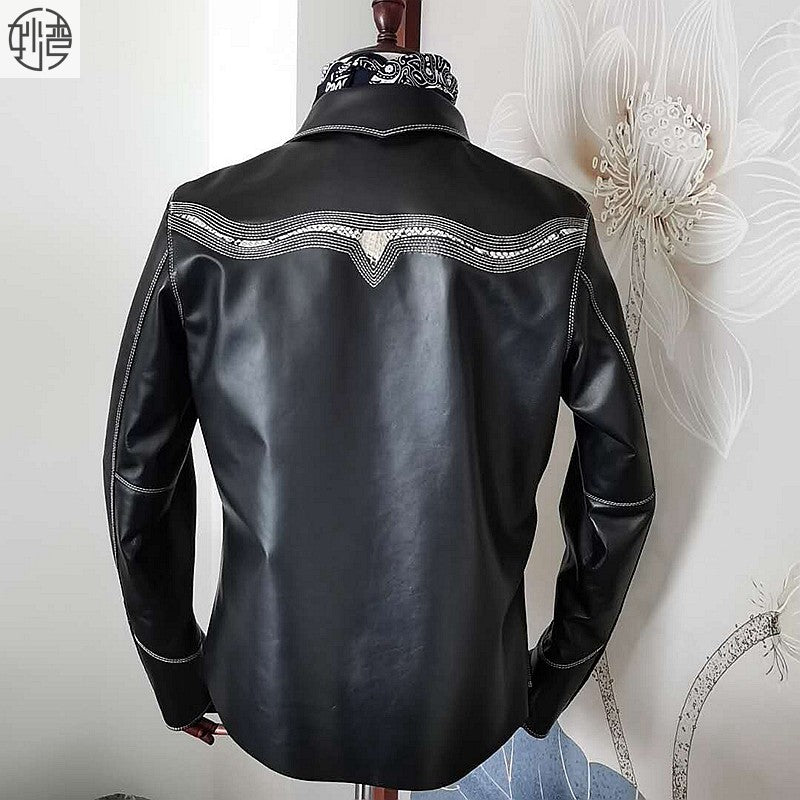 Embroidery Leather Shirt