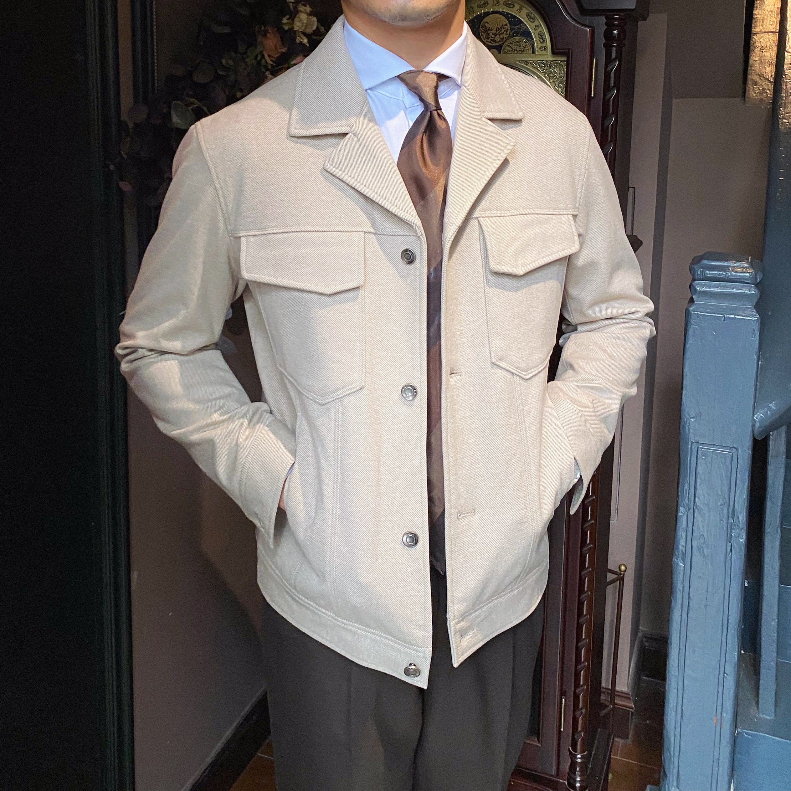Mrcuban Collar Woolen Style Warm Light Familiar Jacket