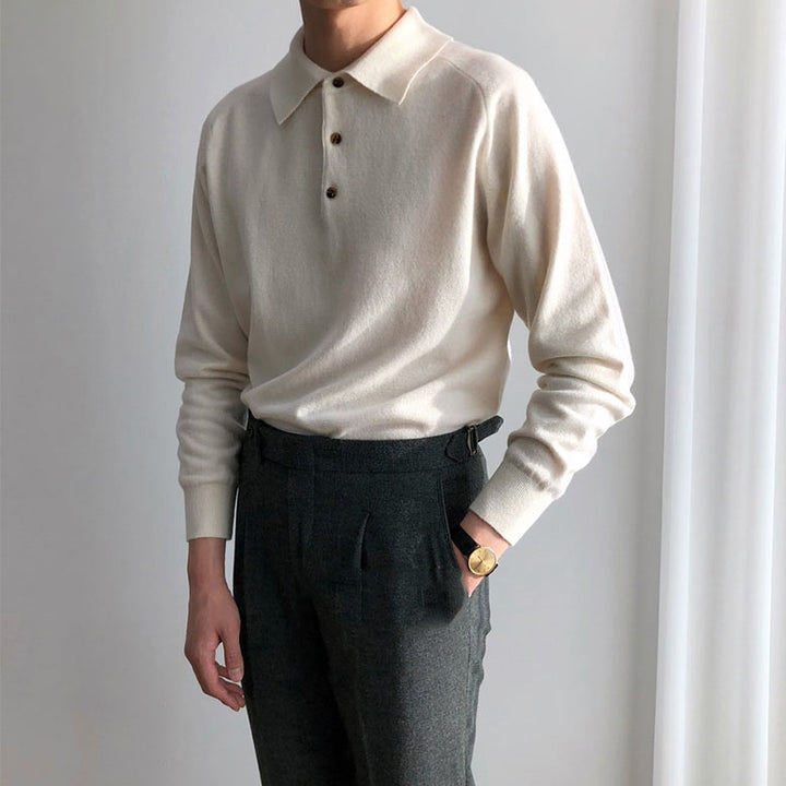 Fine Wool Polo Sweater