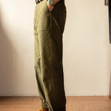 Army Green Slim Retro Overalls Straight Casual Trousers Pants