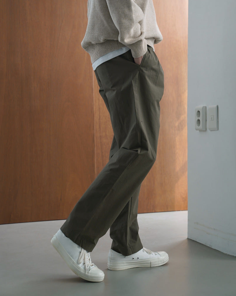 Straight Solid Cotton Pants