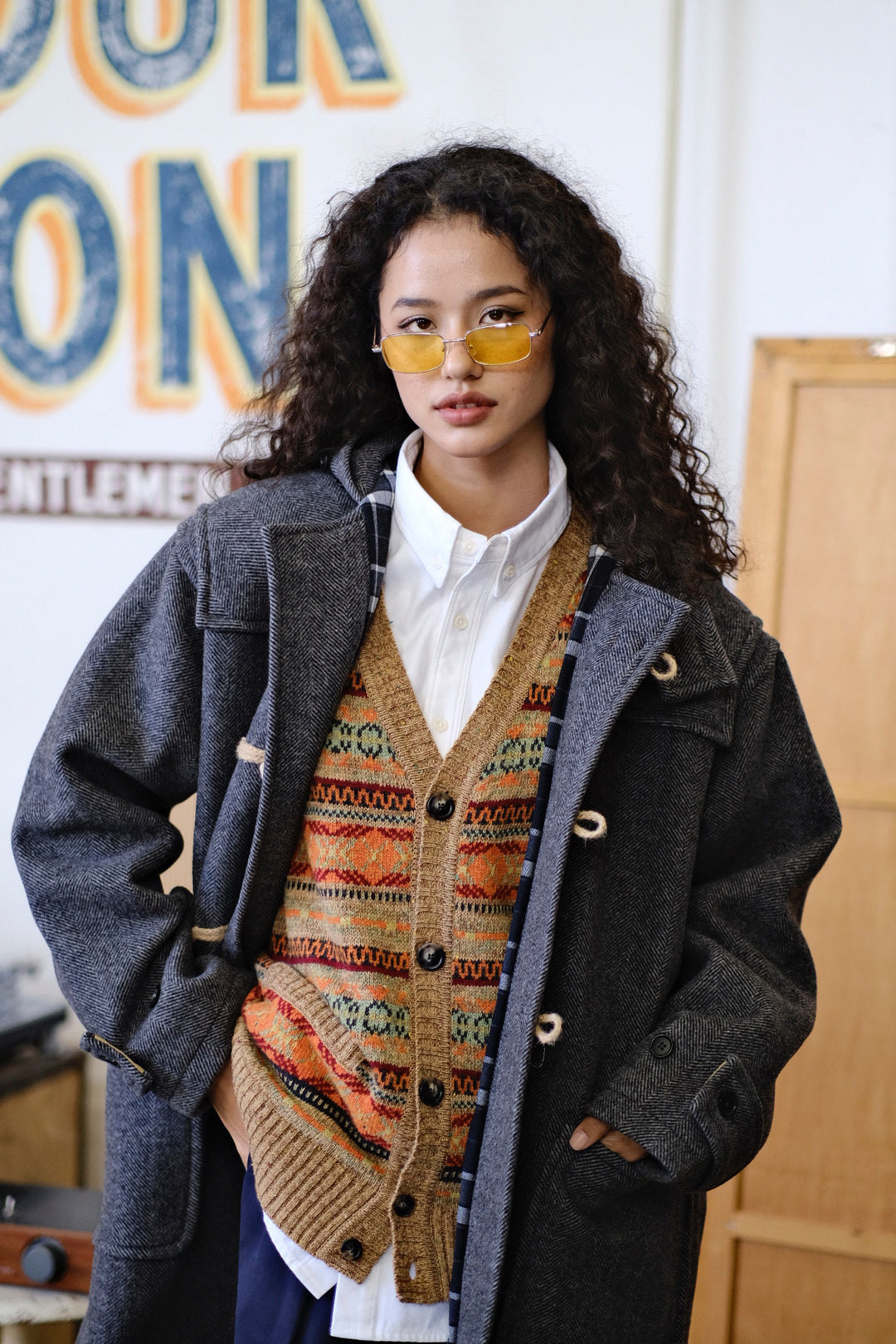 Wool Coat with Hemp Detail