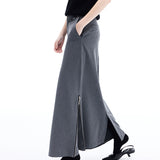 Loose Low-Waist Casual Zipper Slit Suit Long Skirt for Women