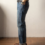 Ami Khaki Red Ear Denim Raw Cow Slim Straight Jeans