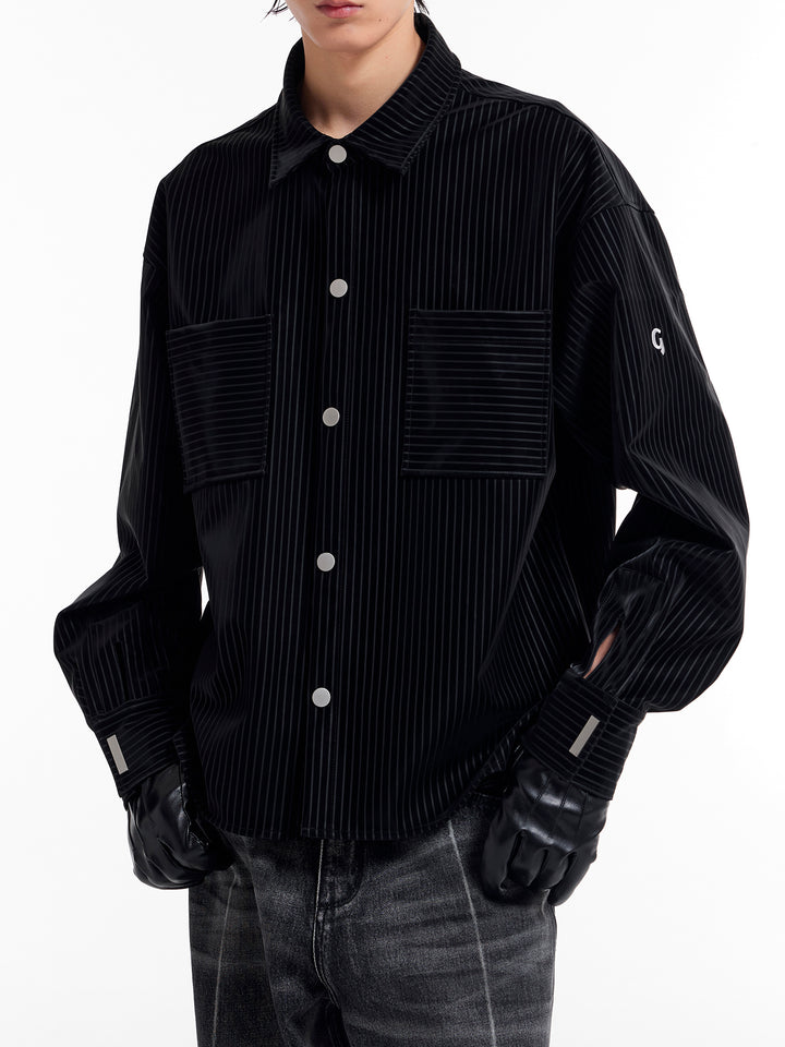 Striped Leather Button-Down