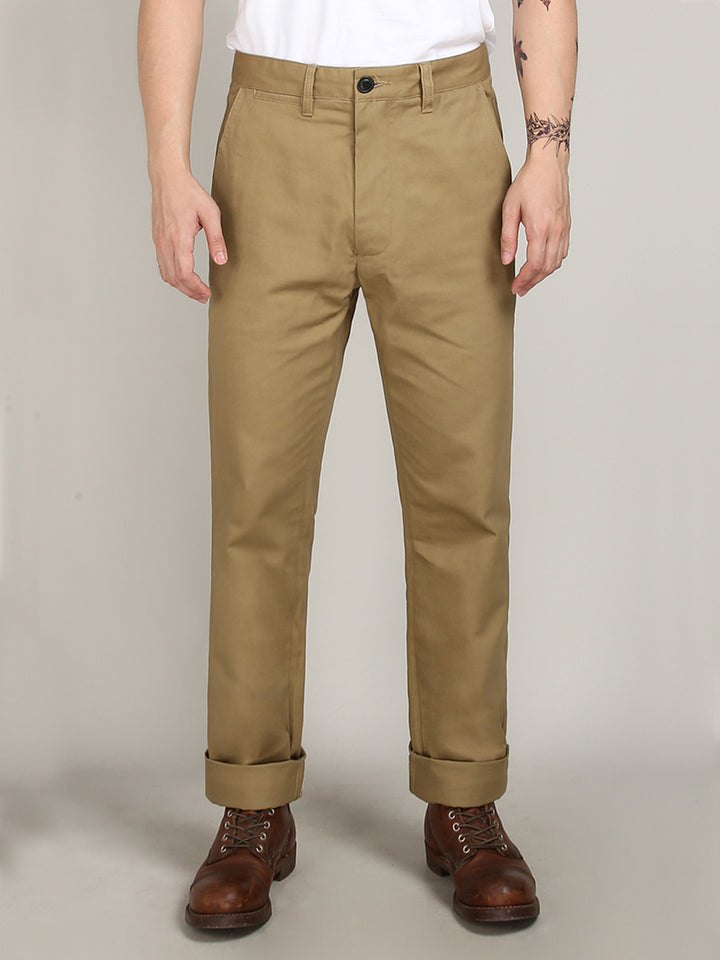 Thick Twill Straight Trousers