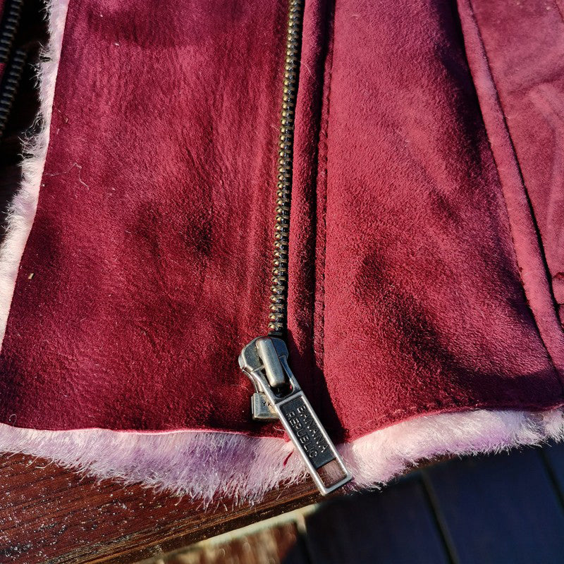 Wool Lapel Leather Coat