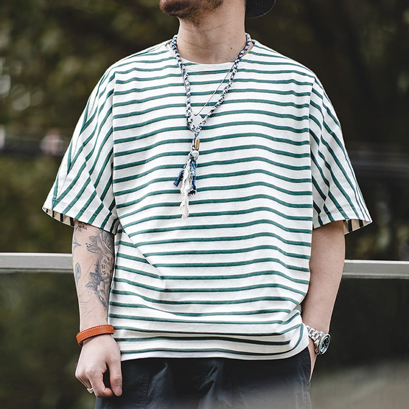 Striped Five-Quarter Sleeve Tee