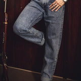 Men's Loose Ami Khaki Retro Jeans Red Wind 55501