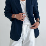 Retro Linen Suit Jacket Men's Single-Breasted Summer Style