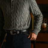 American-style Button Lapel Pullover Cashmere Sweater