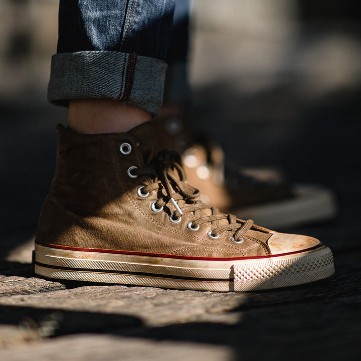 Washed Canvas High-Top Sneakers