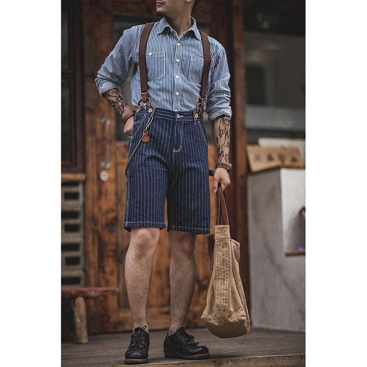 Denim Suspenders Shorts