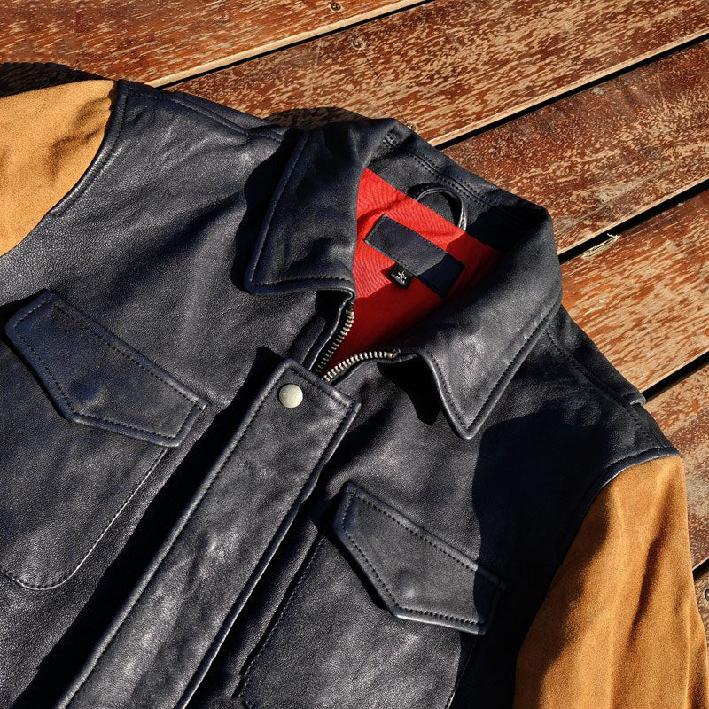 Velvet Lapel Motorcycle Jacket