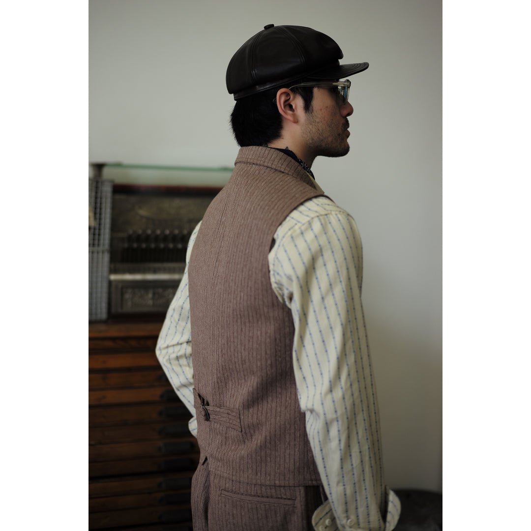 Brown Striped Classic Vest