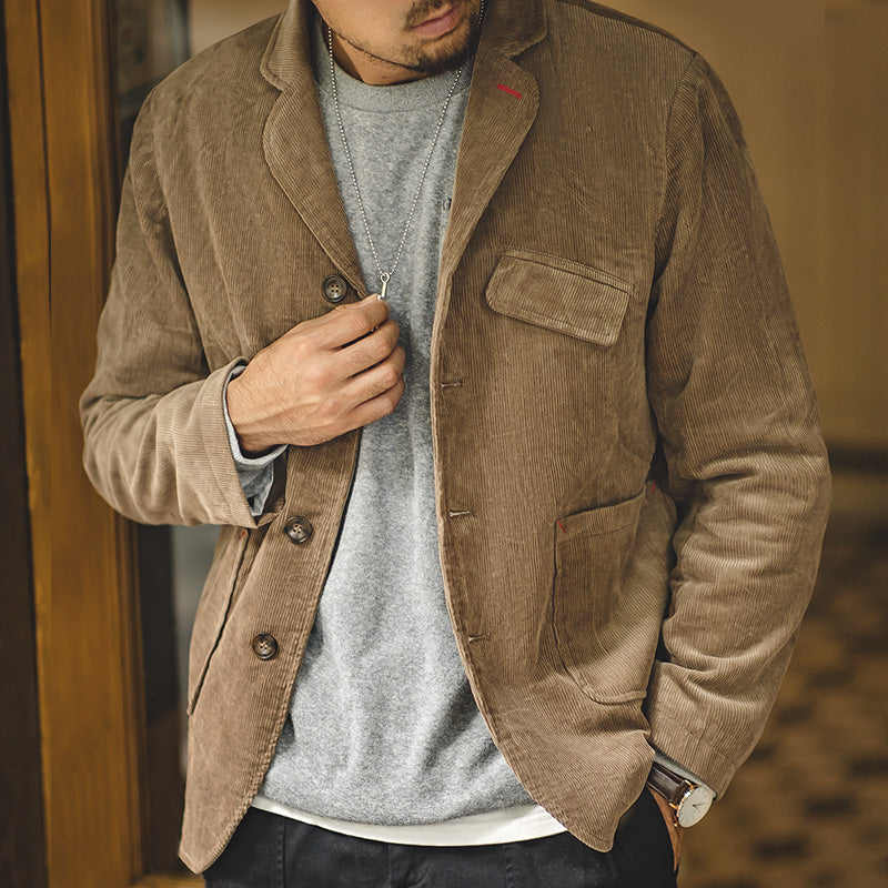 Single-Breasted Corduroy Jacket