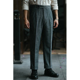 Single Pleated Wool Paris Buckle Long Pants