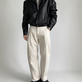 Retro Korean Purchasing Agent Cotton Washed Twill Straight Trousers