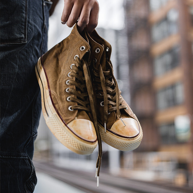 Washed Canvas High-Top Sneakers