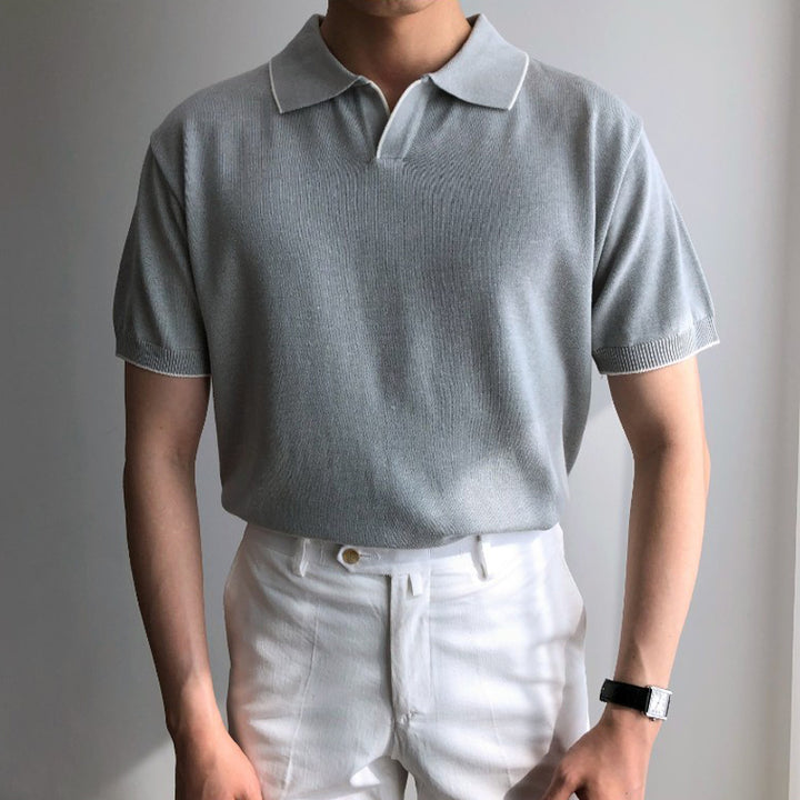 V-Neck Knit Polo Shirt