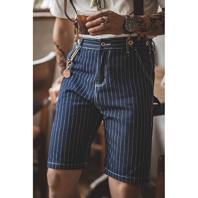 Denim Suspenders Shorts