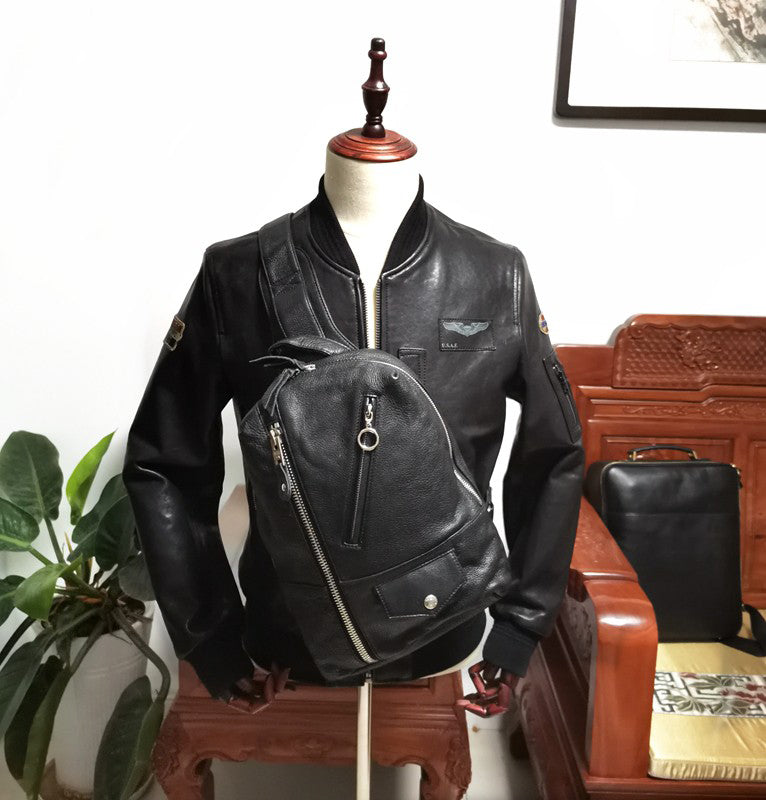 Lychee Grain Cowhide Backpack