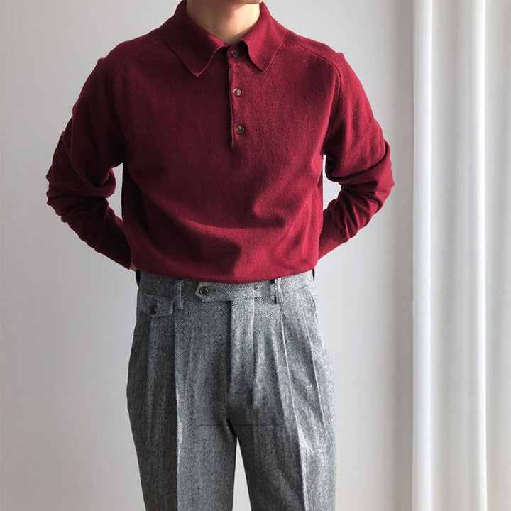 Fine Wool Polo Sweater