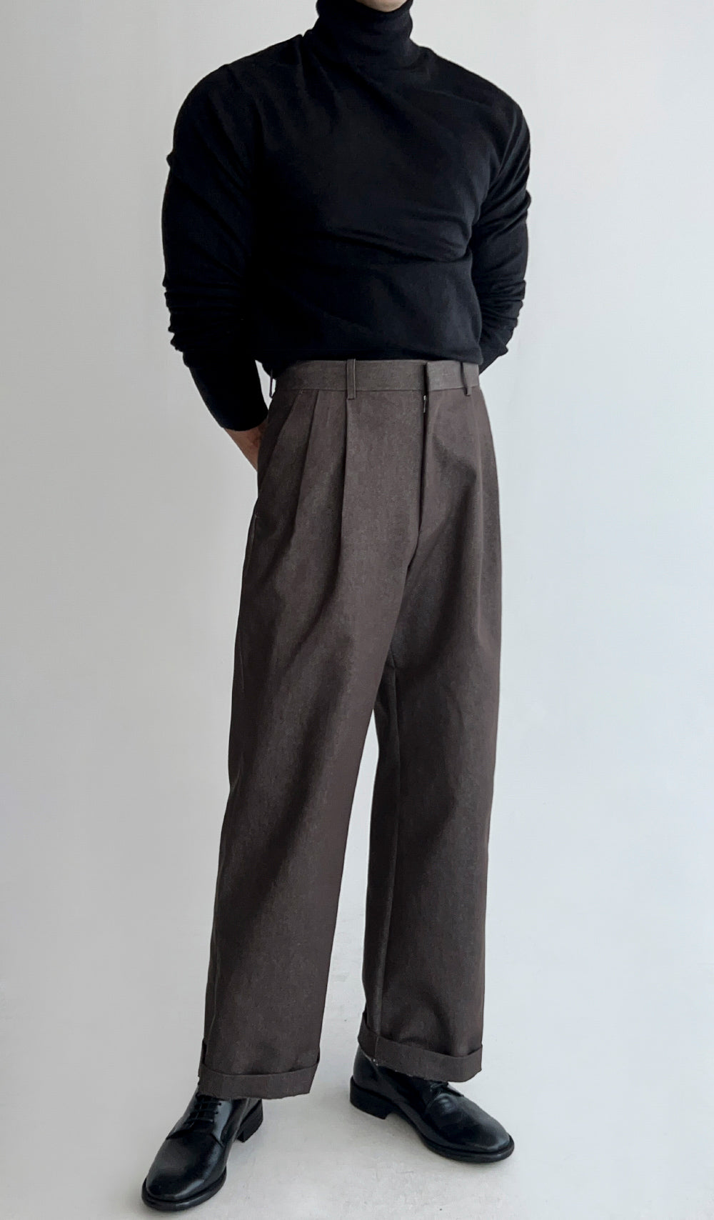 Double Pleated Wide-Leg Trousers