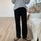 Korean Purchasing Agent Lace-up Elastic Waist Linen Trousers