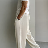 Summer High Elastic Vertical Striped Straight Trousers