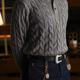 American-style Button Lapel Pullover Cashmere Sweater