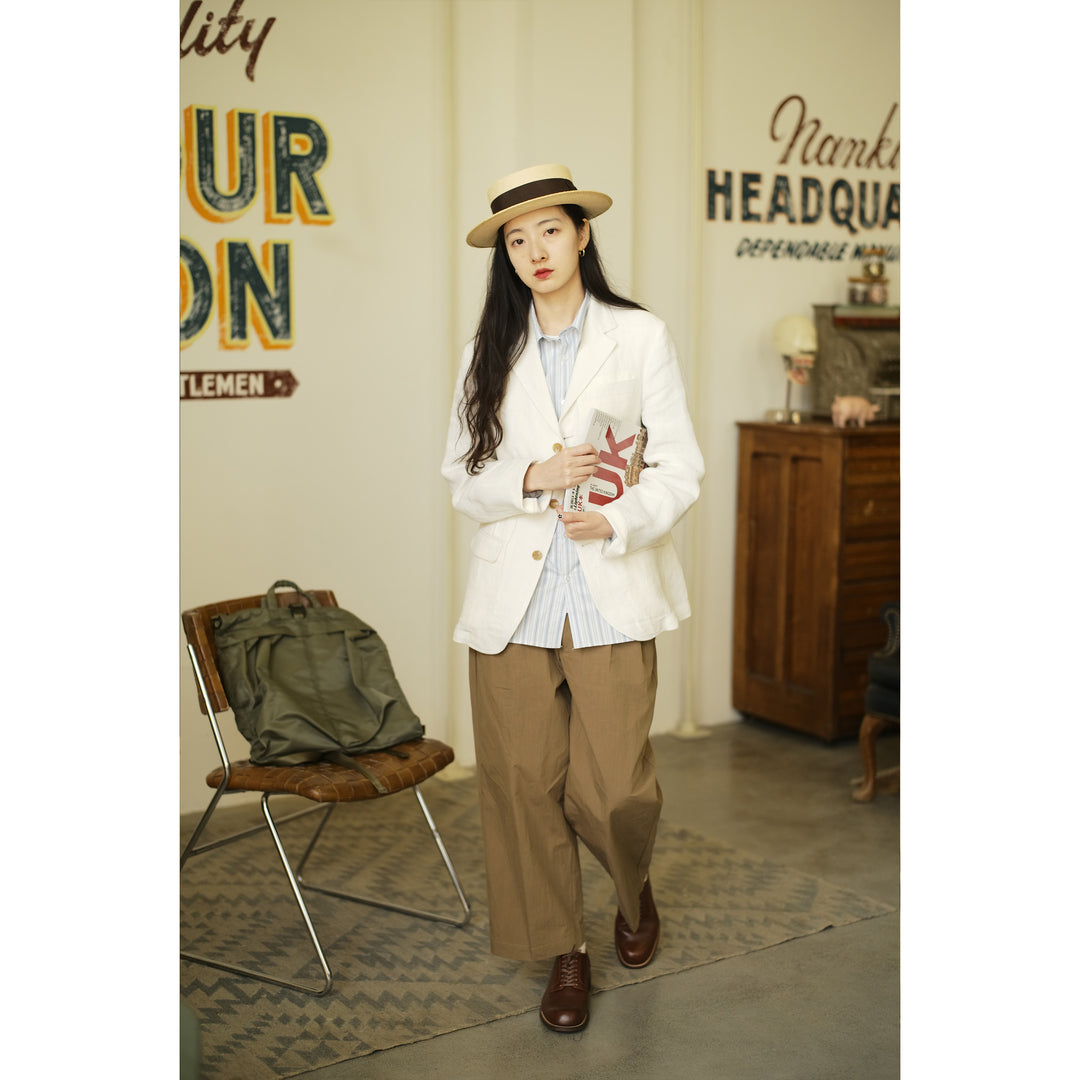 Kangzheng Labor Union Salt Shrinkage Texture Khaki Trousers