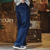 Washed Loose Drape Thin Casual Denim Wide Leg Trousers