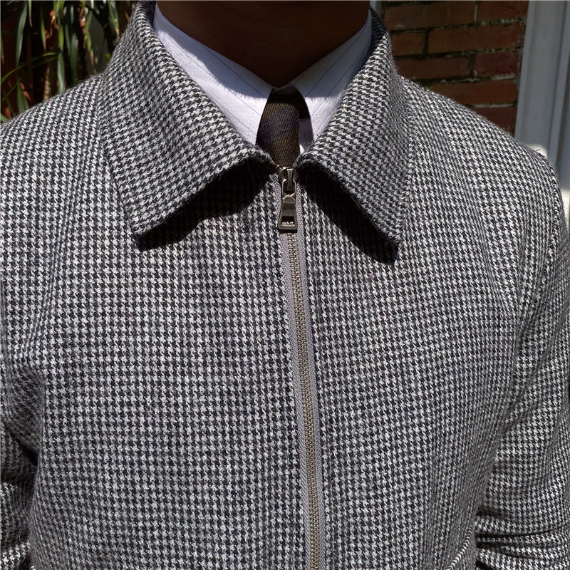 Houndstooth Wool Slim Jacket